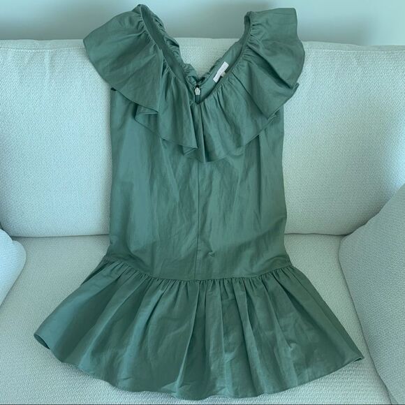 NEW Rebecca Taylor Sage Green Adriana Ruffle Dress Size 2 - Picture 4 of 4